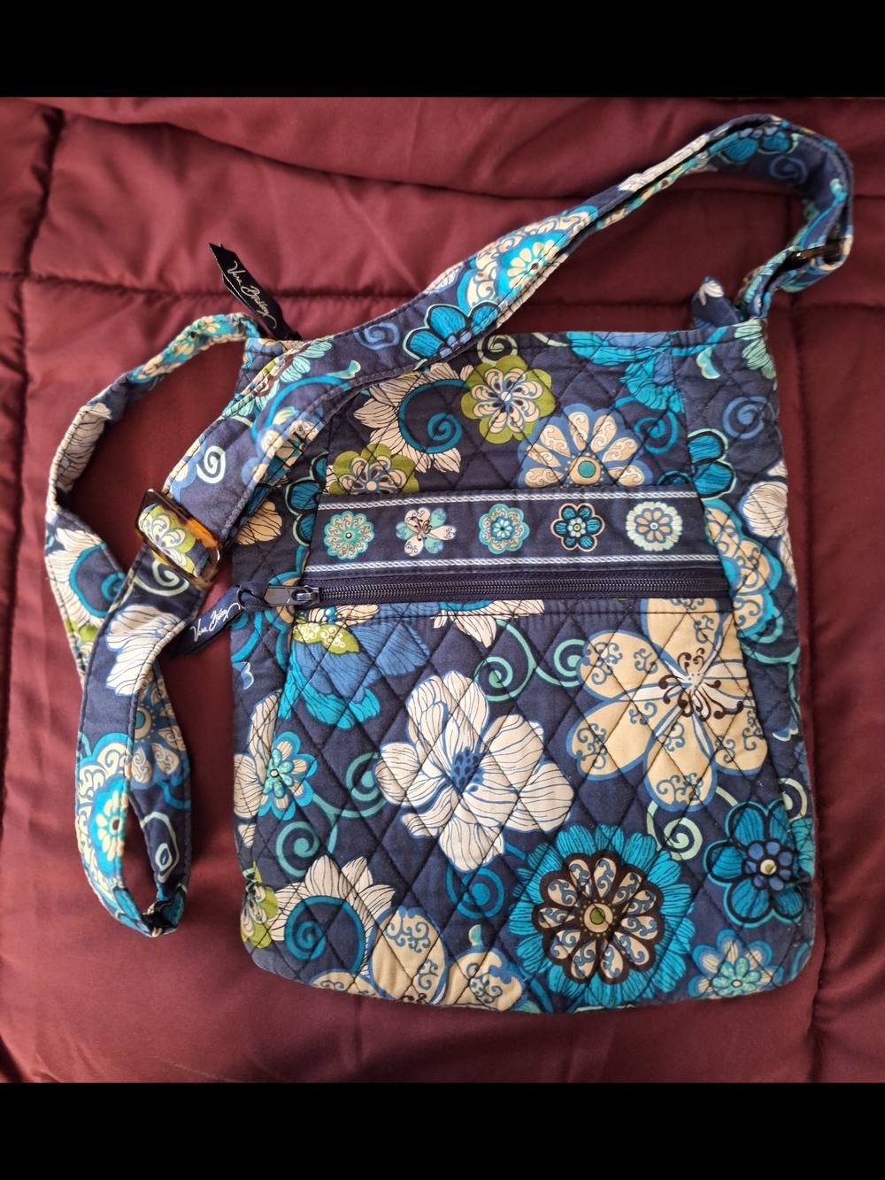 Vera Bradley Navy & Teal Floral Quilted Crossbody Bag